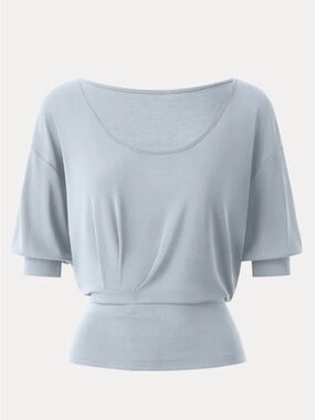 OGL Smoke Blue Short Sleeve Scoop Neck Tucked Tee
